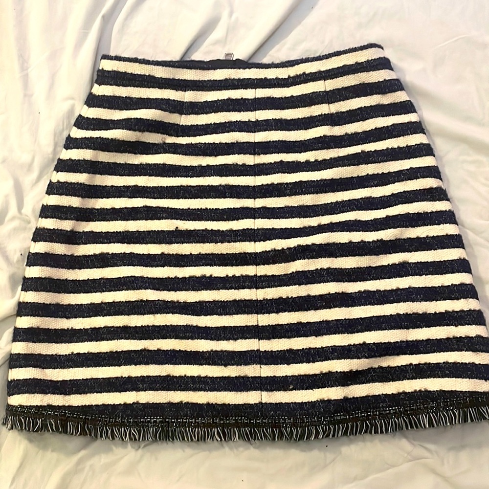 SONIA BY SONIA RYKIEL NAVY BLUE WHITE STRIPE ZIP BACK MINI SKIRT